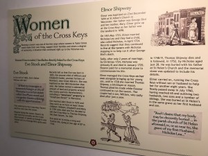 Picture shows foamex display board saying "Women of the Cross Keys" on display in the museum. 